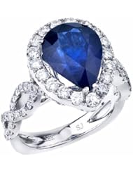 18K White Gold Sapphire and Diamond Ring -- LIFETIME WARRANTY