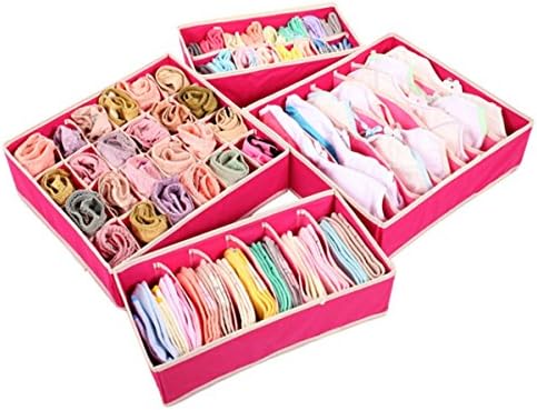 SENTUM Collapsible Storage Boxes Bra Underwear Closet Organizer Drawer Divider 4 Set