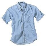 River's End Activewear Men's Short-Sleeve Denim & Twill Shirt, BLACK, Large
