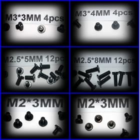 LaptopScrewsDirect Brand New High Quality Black Zinc Laptop Vis. each size Paqueted in a separate labelled zipock bag.M2x3 m2.5x5 m2.5x8 m3x3 m3x4 Screw Kit,ideal for system build and repair. These are extremely hard to find screws, includes 7 different sizes covering most