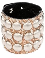Streets Ahead 2 3/8" Embossed Italian Gold Leather Dome Studs with Cuff Bracelet