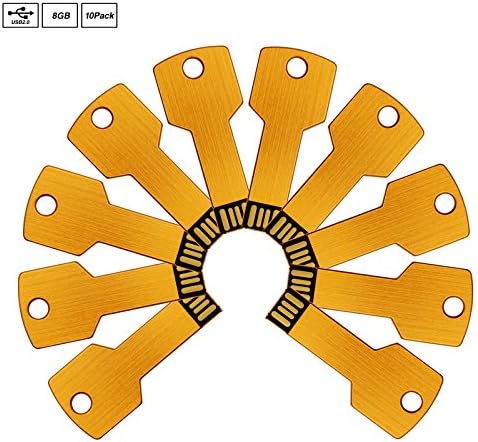 ABAZAR-10pcs 8gb Usb Flash Drive Usb 2.0 Flash Drive Memory Stick Metal Key Yellow