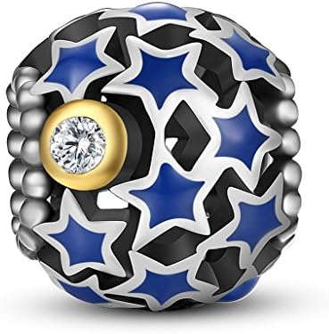 Starry Night 925 Sterling Silver Openwork Charms Fits Pandora Bracelet