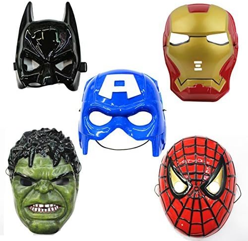 5 Pcs Set Spider Man Hulk Iron Man Batman Captain America Avengers Masks Marvel's the Avengers