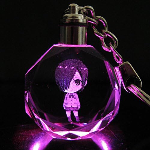 Charm Gift Tokyo Ghoul Cosplay Colour LED Crystal Key Chain Keyring Crystal Pendant(kirishima Touka)