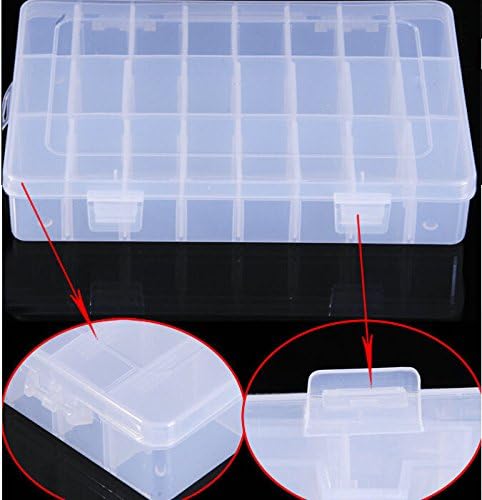 Monkeybrother Storage 24 Slot Grip Adjustable Organizer Beads Jewelry Rings Tool Box Case Craft