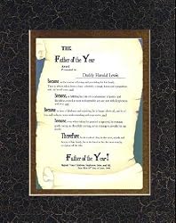 Personalized Poem for Father - Father of the Year Award on 11 x 14 inches Double Beveled Matting
