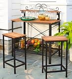 Powder-Coated Steel Outdoor Sideboard with a Kempas Wood Surface