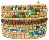 Earth Tones Glass Sead Beaded Ladies Bangle Style Cuff Bracelet Fashion Jewelry - Free Size