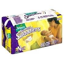 Pampers Swaddlers, Sesame Street, Newborn (Up to 10 lbs), 40 Diapers and 6 Wipes (Pack of 2)