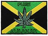 Jamaica Pot Leaf Flag Embroidered Patch Marijuana Rasta Jamaican Iron-On Rastafarian Emblem