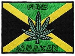 Jamaica Pot Leaf Flag Embroidered Patch Marijuana Rasta Jamaican Iron-On Rastafarian Emblem