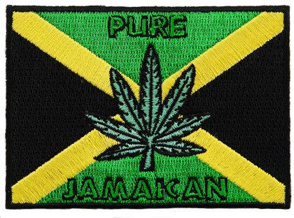 Jamaica Pot Leaf Flag Embroidered Patch Marijuana Rasta Jamaican Iron-On Rastafarian Emblem