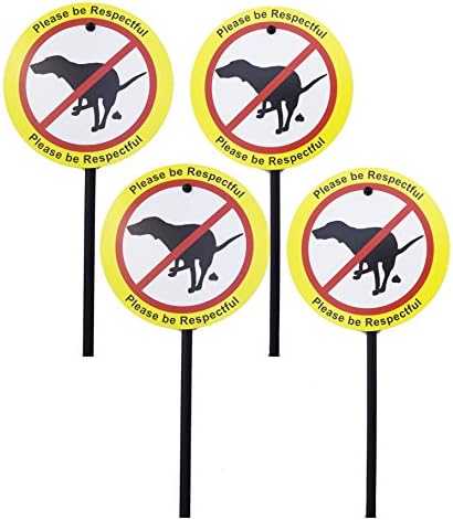 4 No Poop/Urinating Dog Yard Signs | Stop Dogs From Doing Business On Your Lawn | Please Be Respectful (4x No Pooping)