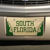 South Florida Bulls Gold Mirrored Flame License Plate