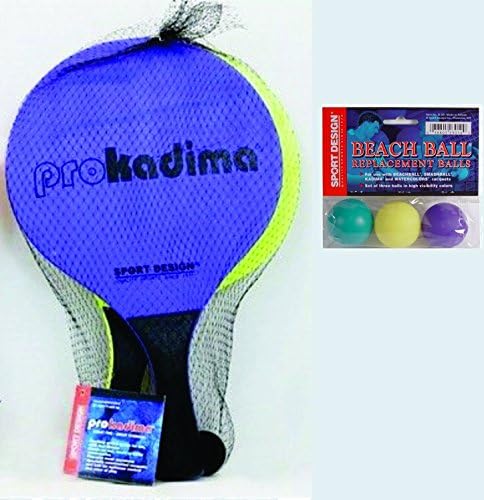 Pro Kadima Paddle Set Plus Replacement Smashballs Bundle (Neon Purple & Neon Yellow)