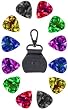 Protec Guitar Leather Pick Holder with Key Chain Ring and Set of 10 Medium Guitar Picks (Colors May Vary)