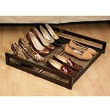 Richards Homewares 980441000 Underbed Sliding Shoe Rack - Espresso with Bronze Mesh