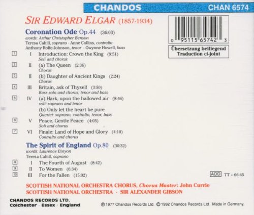 Cover image : Coronation Ode Op 44 / Spirit of England
