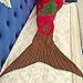 NOPTEG Mermaid Tail Blanket Handmade Crocheted Living Room Sofa Blanket Sleeping Bag Birthday Gift for Kids 59inch x31.5 inch(Red)
