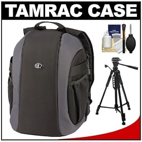 Tamrac 5729 Zuma 9 Secure Traveler Digital SLR Camera Backpack Case (Black/Gray) with Tripod Kit for Canon EOS 7D, 5D Mark II III, 60D, Rebel T3, T3i, Nikon D3100, D3200, D5100, D7000, D800, A35, A55, A57, A65, A77 Digital SLR Cameras