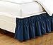 Easy Fit, Wrap Around NAVY BLUE Ruffled Elastic Solid Bed Skirt Fits both QUEEN, KING and CAL KING size bedding High Thread Count 14 inch fall Microfiber Dust Ruffle, Silky Soft & Wrinkle Free.
