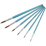 Ishua 6pcs Pointed-head Tip Nylon Hair Artist Paint Brush Set Paintbrush for Watercolor Acrylic Oil Painting Blue