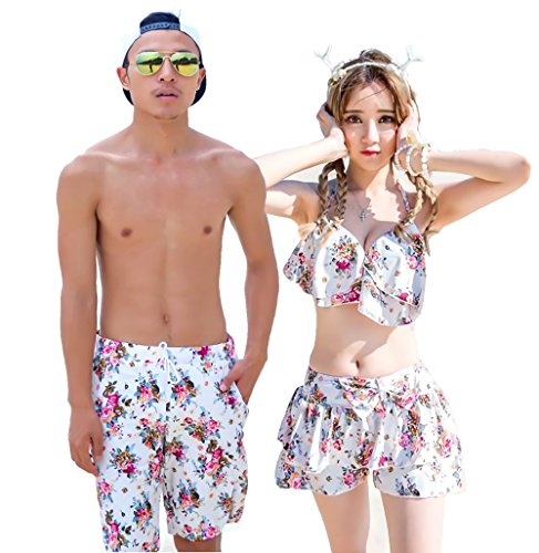 レディース 水着 かわいい フリル ペア ルック おそろい お揃い カップル サーフ ペアルック 海パン