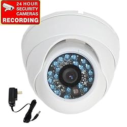 VideoSecu Day Night Vision Outdoor Dome Security Camera Infrared Weatherproof CCD 20 IR Leds for CCTV Surveillance System with Power Supply W62