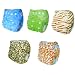 Alva Baby One Size Pocket Washable Changable Cloth Diapers Nappies 5pcs (Neutral)