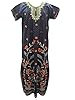 Navy Blue Kaftan Dress Floral Printed Cotton Caftan Nighty L / M