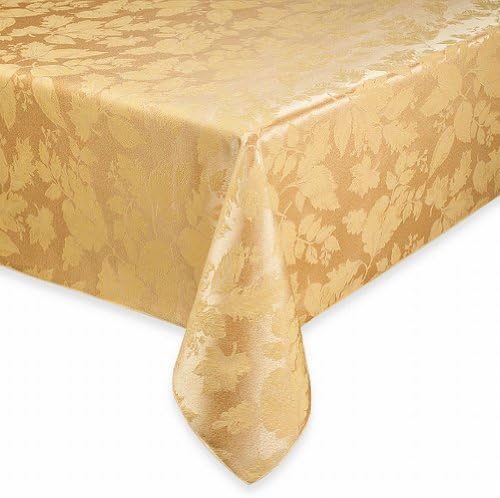BB&B Autumn Harvest Golden Wheat Damask Fabric Tablecloth Table Cloth 90 Round