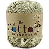 One Skein Super Soft Natural Cotton Baby Knitting Yarn ,Khaki