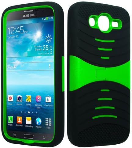 Samsung Galaxy Mega 5.8 I9152 Kickstand Hybrid Case Hard Gel Cover with Stand - Black/ Green
