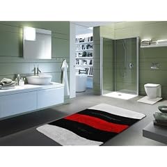 DEMATEX Badezimmer-Garnitur als 3-teiliges Set rot-schwarz-wei� 60x100cm