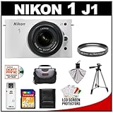 Nikon 1 J1 10.1 MP Digital Camera Body with 10-30mm VR Lens (White) with 16 ....