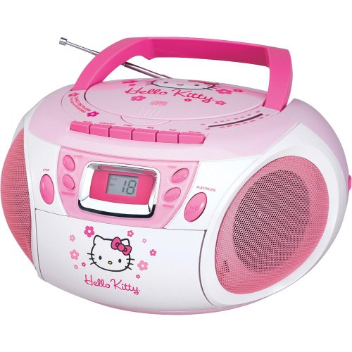 HELLO KITTY KT2028A Stereo AM/FM/CD Boom Box with Cassette Player/Recorder