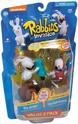 Nickelodeon Rabbids Invasion 3 inch Action Figure 2 Pack - Starfish Friend and Driller