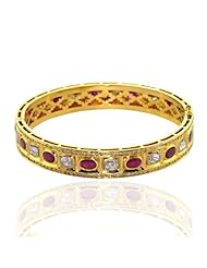 18kt Yellow Gold Rose Cut Diamond Ruby Bangle Bracelet Jewelry