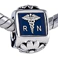 Registered Nurse Caduceus Rn Charm Bead Fits Pandora Bracelet