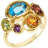 14K Yellow Gold Multicolor Gemstones Ring