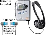 Sony Walkman Digital Tuning Slim Compact Portable Lightweight AM/FM Mega Bass Stereo Radio (Black) with Tape Cassette Player, Weather Band, 33 Station Preset Memory, DX Switch for Exceptional Reception, Protective Carry Case with Convenient Belt Clip & Ov