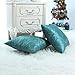 CaliTime Cushion Covers Pillows Shell Teal Ground Embroidered 18 X 18 Inches Two-tone Geometric Waves
