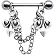 Handcrafted Fleur and Chain Dangle Nipple Ring