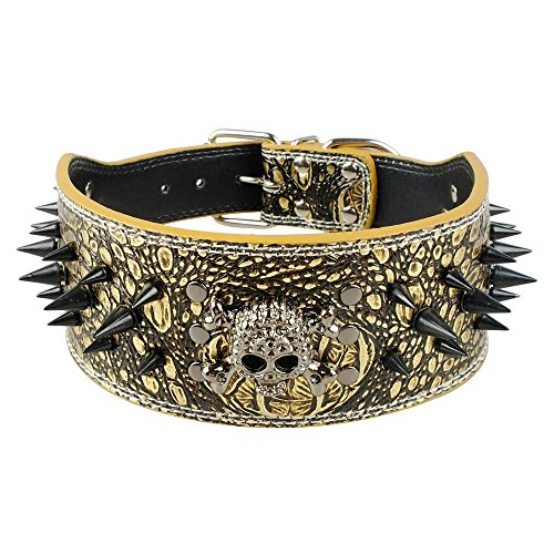 Berry pet 3 inch width bronze spiked studded leather do…