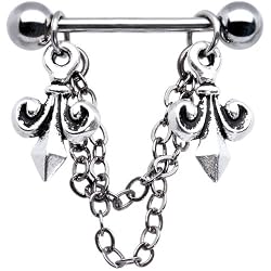 Handcrafted Fleur and Chain Dangle Nipple Ring