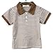 Boy Baby Striped Polo T-Shirt Top Bib + Pants Set Overalls Outfit (80 (6-18 Months)) Brown