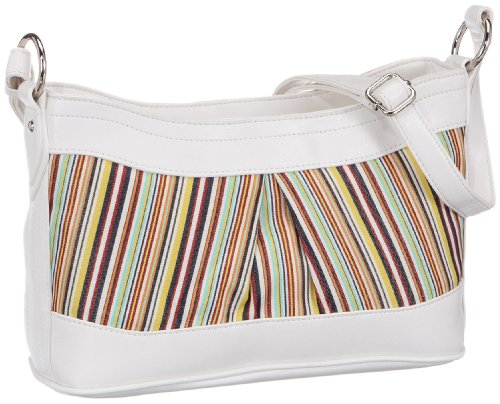 Gabor Bags Stripes 5790 12, Damen Umh&auml;ngetasche, weiss, (wei&szlig; 12), 30x12x18