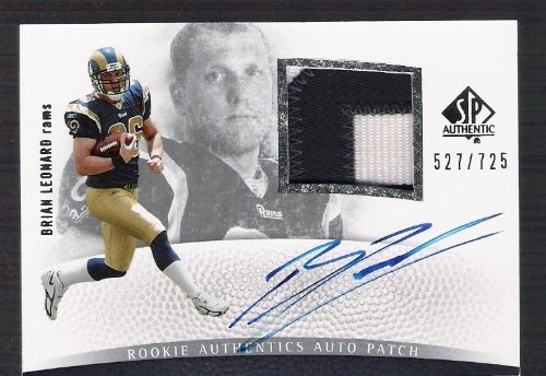 BRIAN LEONARD 2007 SP Authentic #269 JERSEY PATCH AUTOGRAPH RC Rookie Card #527 of 725 Made! Cincinnati Bengals Football