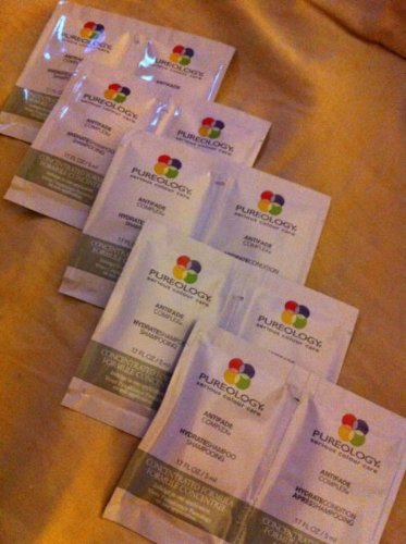 5.DUO PACKETS SAMPLE SIZE PUREOLOGY HYDRATE SHAMPOO & CONDITIONER .17 OZ EACH
